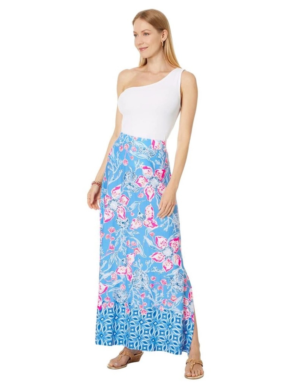 Lilly Pulitzer Adea Maxi Skirt - Blue & Pink Floral